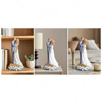 Bride and Groom Figurine Romantic Wedding Couple Figurine Tabletop Wedding Cake Topper Substitute for Newlyweds, Couples, Anniversary