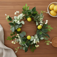 Artificial Lemon Wreath Green Foliage Home Decor Leafy