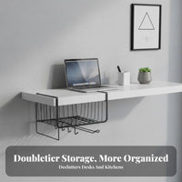 Over-the-Shelf Wire Basket Minimalist Design Desk Organizer adaptable for Closet