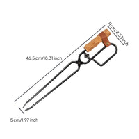 Campfire Fireplace Tongs with Wooden Handle Ergonomic Firewood Tongs Rustproof Firewood Grabber for Barbecue Experts, Campfire