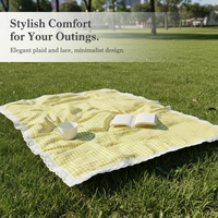 Yellow Plaid Picnic Mat Outdoor Camping Ground Mat Moisture-proof Thickened Fabric Pad