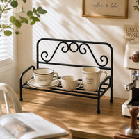 Vintage Iron Chair-Shaped Flower Stand and Cup Saucer Rack