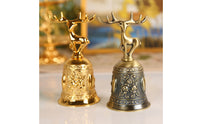 Ornate Deer-Shaped Hand Bell Decorative Bell with Deer Topper Portable Sturdy for Reception Desk, Dining Table, Restaurant
