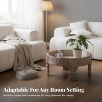 Round surface Sofa-Side Stand utilitarian design Tripod Accent Table mid-20th centuryvintage-era Modern Design Nightstand Space-Saving for Apartment Dwellers, Homeowners, Interior Decorators, Living Room, Bedroom, Entryway, Office