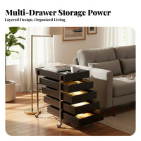 2-Tier Trolley with Drawer Space-Saving Mobile Furniture Easy Assembly