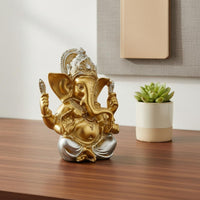 Resin Ganesha Sculpture Lotus Throne Ganesha Figure Figurine Wealth And