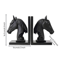 Horse Head Bookends Carved Horse Head Book Holders Compact Shelf Organizers for Readers, Desk, Study, Office