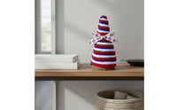 Independence Day Cone Tree Handmade Independence Day Tabletop Decor Rustic Wood Base Yarn Wrapped Cone Decoration for Tiered Tray, Mantel, Shelf