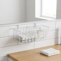 Iron Bathroom Storage Baskets for Hanging Storage, Black Wire Mesh Hanging Basket for Home Office, Metal Mesh Wall Storage with Hook, 1 Pack