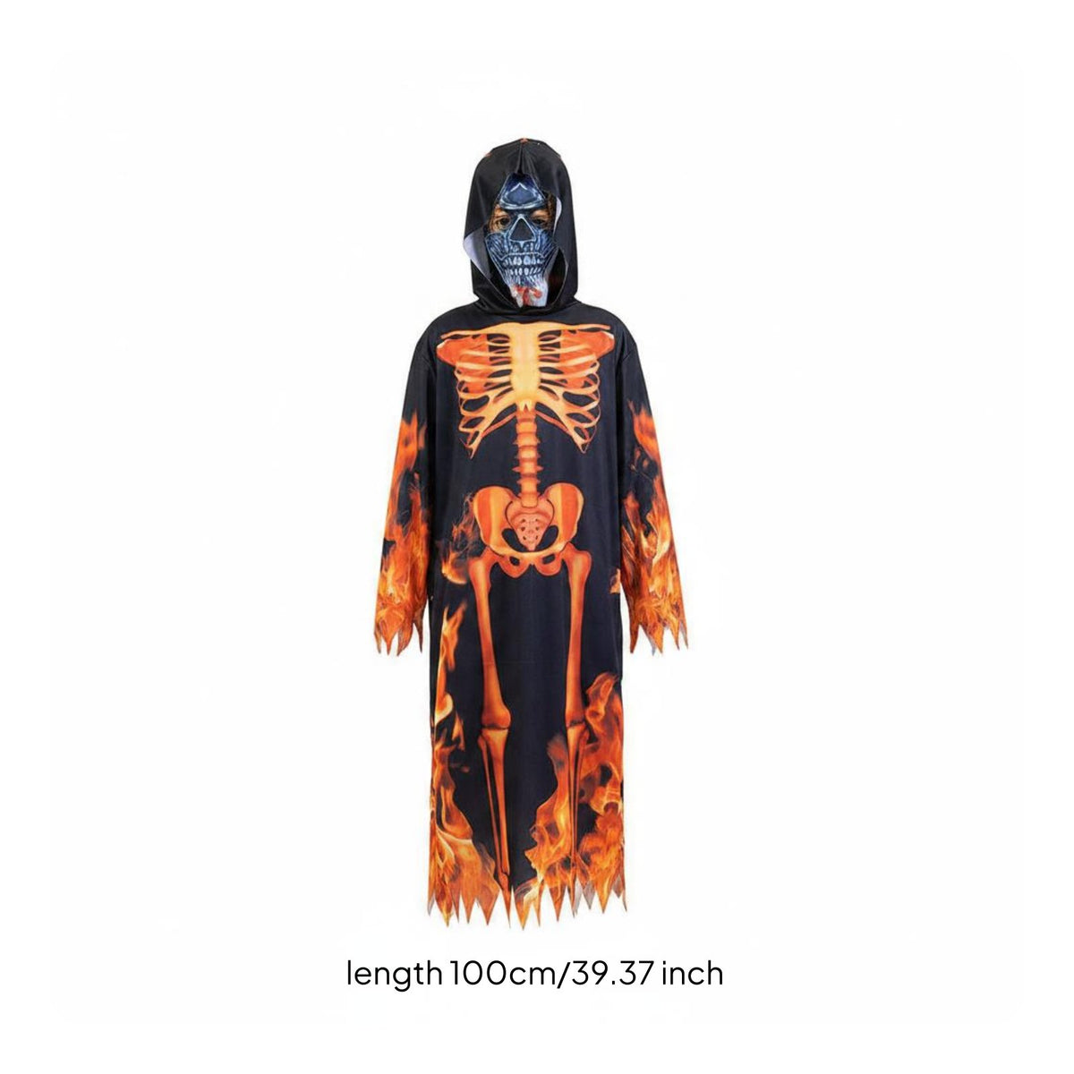 Halloween Cosplay Outfit Stage Performance Use Flames Skeleton Costume Face Covering Included Festival Clothing for Party