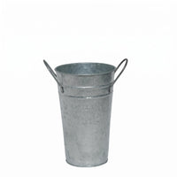 Distressed Tin Vase Vintage Style Galvanized Flower Vessel Side Handles