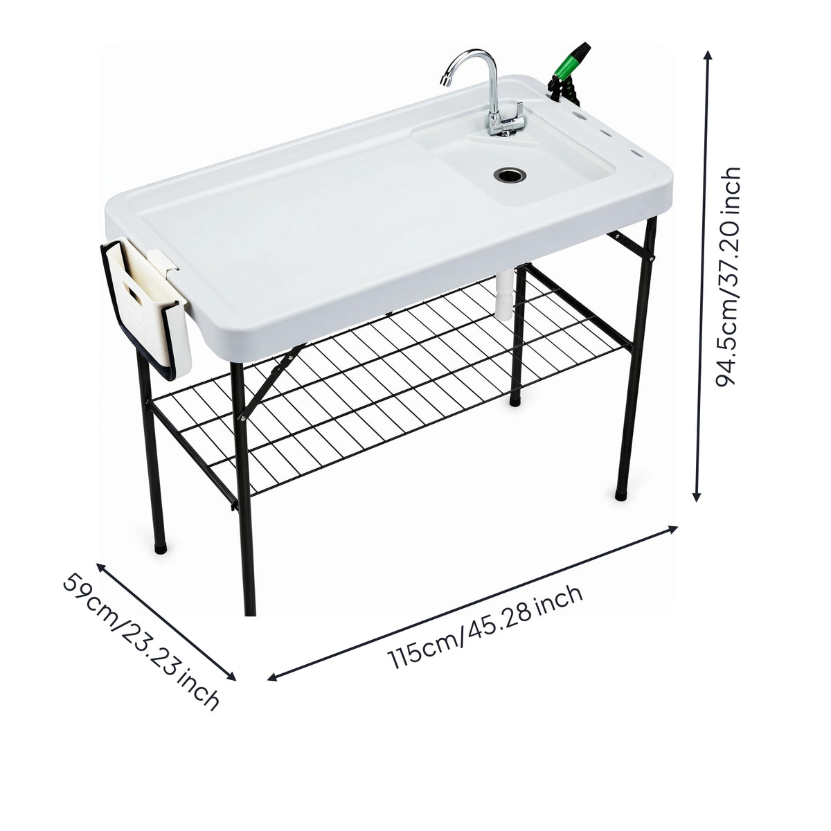 Folding Fish Cleaning Table Wire Rack Fish Cleaning Table Open Storage Shelf Outdoor Utility