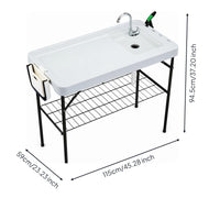 Folding Fish Cleaning Table Wire Rack Fish Cleaning Table Open Storage Shelf Outdoor Utility