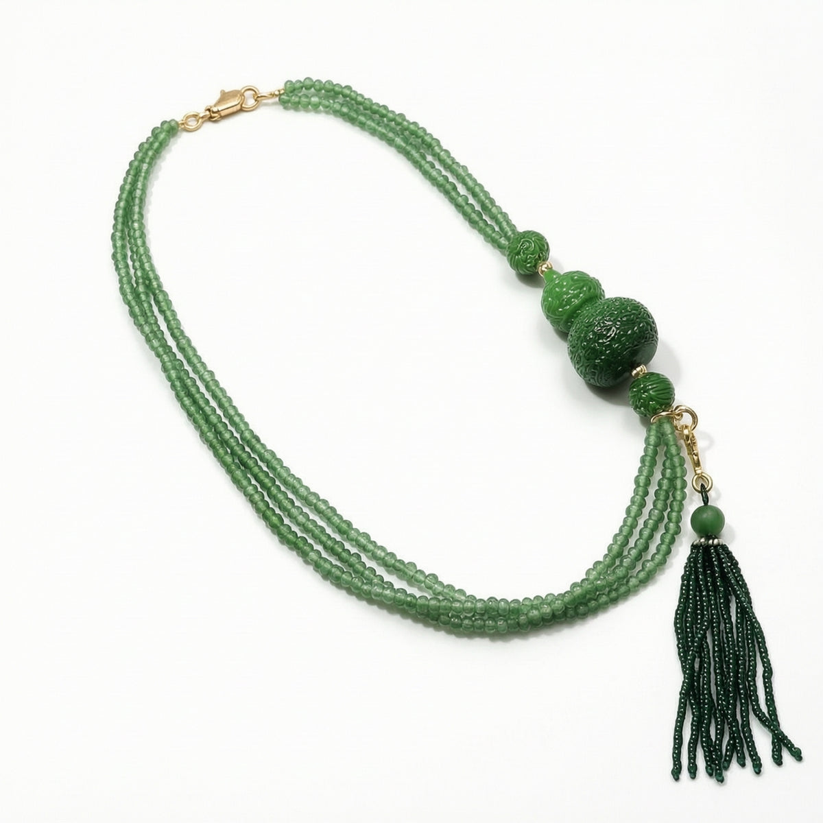 Pendant Necklace with Tassel Multi-Strand Layered Beaded Necklace Draped Jewelry for Women, Special Occasions