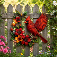 跨境Hummingbird Bloom Metal Wall Art蜂鸟彩色花朵金属背景装饰