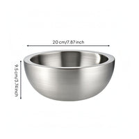 Stainless Steel Salad Bowl Brushed Metal Double-Layer Bowl for Kitchen, Dining Table