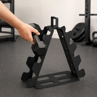 Black Steel Dumbbell Rack 4 Tier for Home Gym Storage Hex Dumbbells Matte Finish