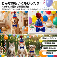 Dog Birthday Costume Hat & Bib Set, Red White Blue, Pet Birthday Outfit for Small & Medium Dogs