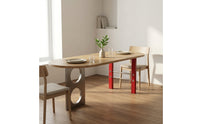 Memphis-Inspired Half-Oval Table Bauhaus Wall-Side Desk Space-Saving Dining Table Desk Sturdy for Telecommuting Workers, Students, Home Office, Studio