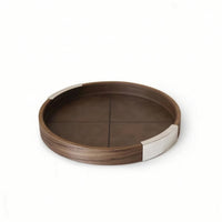 Walnut Wood Tray Minimalist Tray with Raised Rim Upscale Platter for Coffee Table Styling