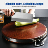 Ironwood Cutting Board Durable Thick Wood Round Chopping Board with Double-sided Antibacterial Surface Impact-resistant Edges Suitable for Slicing Restaurant Kitchen