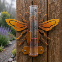 Bee Garden Stake Rain Gauge Sturdy Metal Rain Gauge Decorative Design
