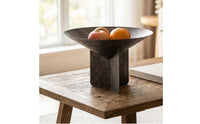 Tray with Geometric Base Distressed Decorative Footed Bowl Metal for Model Rooms