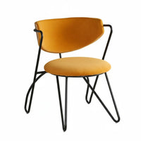 Upholstered Metal Frame Chair utilitarian Look Upholstered Armchair with Metal Legs Padded Seat Minimalist Aesthetic for Kitchen