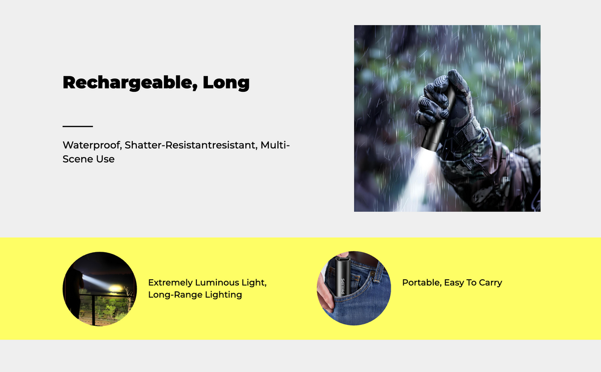 Waterproof rechargeable mini flashlight