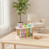 Developmental Wooden Pounding Toy with Mallet Sensory Pounding Bench with Mallet Compact Wooden Hammer Toy Rounded Edges for Toddlers, Playroom