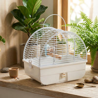 Portable Bird Cage Travel Cage for Small Parrot, Outdoor Cage with Standing Perch, Breathable Travel Carrier, Portable Cage with Tray