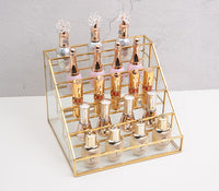 Metal and Transparent Glass Nail Polish Display Rack, Powder and Lipstick Storage Box, Nail Salon Tool Organizer