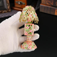Enamel Flower Lamp Box Gift Idea Home Decor Handmade Design for Dressing Table