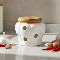 Breathable Garlic Container Freshness Keeping Ceramic Garlic Jar Easy to Clean