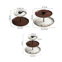 Ceramic Tiered Tray Beaded Post Ceramic Dessert Stand Multi-Purpose
