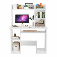 Writing Desk with Bookshelf Multi-functional Office Desk with Storage Shelves Wide Desktop Study Table for Students Suitable for Home Dormitory Bedroom