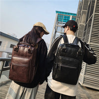 Minimalist PU Leather Backpack for Women and Men, Commuter Business Laptop Bag, Travel Daypack