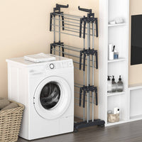 3 Tier Clothes Damp-Removing Rack Extendable Wing Damp-Removing Rack place Saving for Balcony