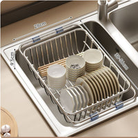 Adjustable Telescopic Sink Draining Basket Ventilated Telescopic Drain Basket Easy to Clean Expandable Dish Drying Rack Long-Lasting for Kitchen