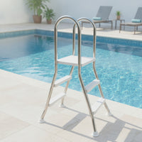 Double-Sided Pool Ladder Stainless Steel Freestanding Pool Ladder Anti-Slip for Above Ground Pools