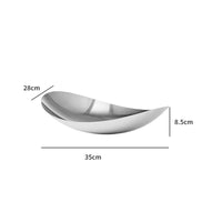 Stainless Steel Fruit Bowl Polished Boat-Shaped Bowl Oval for Dining Table