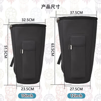 厂家直销跨境品，10寸与12寸非洲鼓包，壁厚10mm，牛津面料，双肩