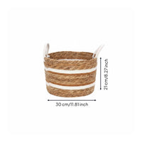 Storage Basket with Handles Handwoven Woven Basket Natural Brown