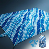 Picnic Blanket and Waterproof Blanket for Family Picnic, Large Polyester Beach Mat with Anchoring Stakes, Easy to Fold Camping Mat and Pouch