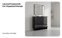 Minimalist design Multi-Tier Open Cabinet Modern Design Display Shelf Designer Inspired Shelving Unit Multifunctional for Apartment Dwellers, Homeowners, Students, Entryway, Living Room, Home Office, Bedroom