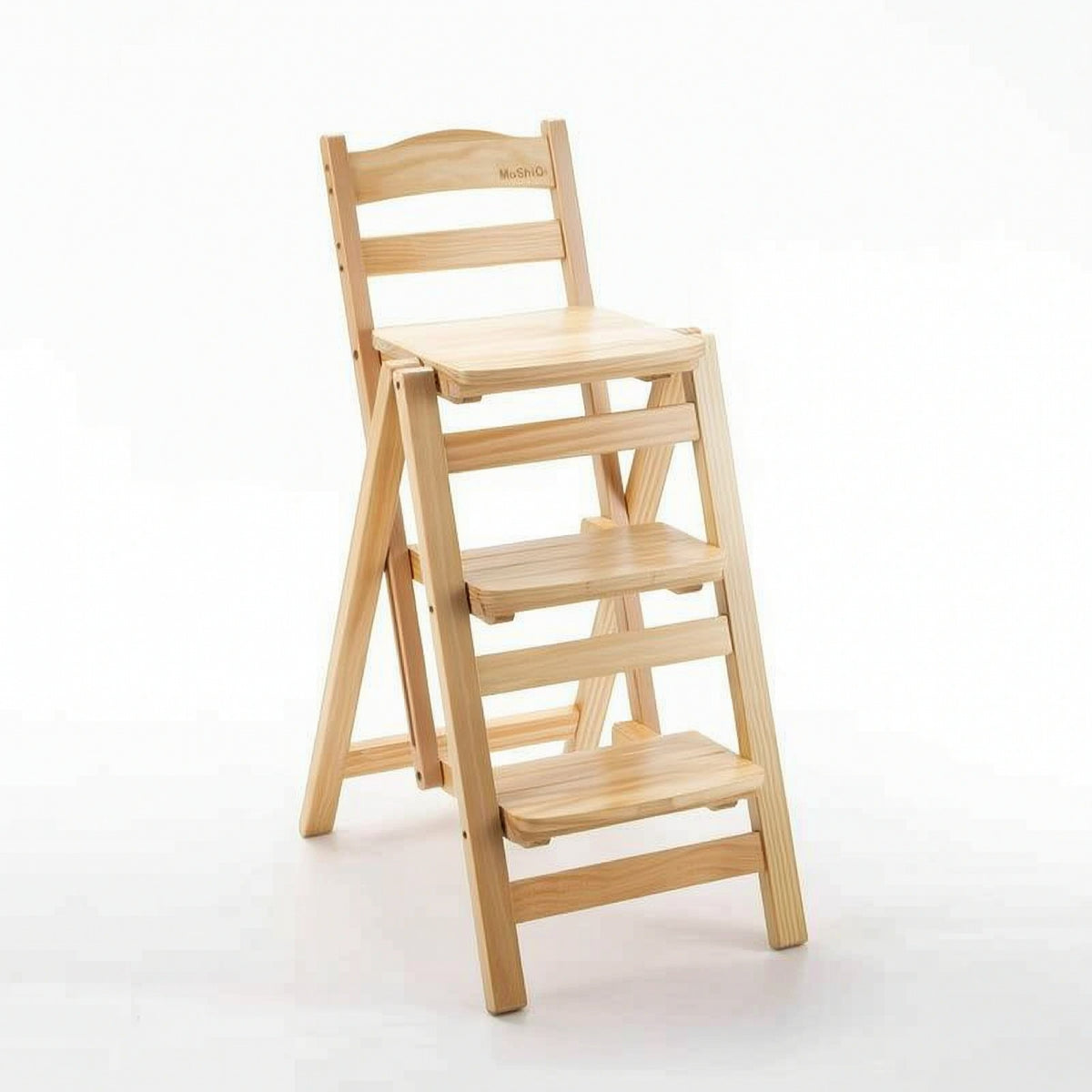 Wooden Folding Step Stool Foldable Three Step Ladder Stool Space Saving for Homeowners, Kitchen