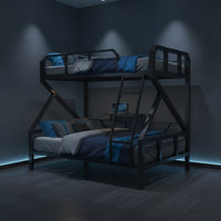 Metal Bunk Bed Space-Saving Bunk Bed Black Furniture for Students, Teens, Dorm Rooms, Small Apartments