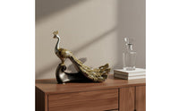 Light Luxury Design Resin Peacock Sculpture Creative Gift Resin Peacock Decor Non-Slip Base for Bookshelf, Entryway, Office