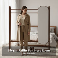 Organizer with Full-Length Mirror Freestanding Coat Rack Triple-Function Design Space-Saving for Homeowners, Apartment Dwellers