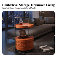 2-Tier Rolling Storage Table Sturdy Frame 2-Tier Wheeled Organizer Uncovered Top